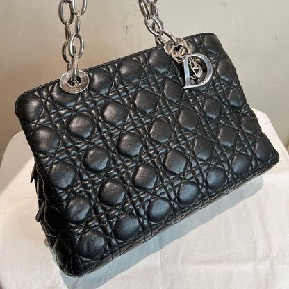 Dior Black Lambskin Handbag Medium Rovelle Bags