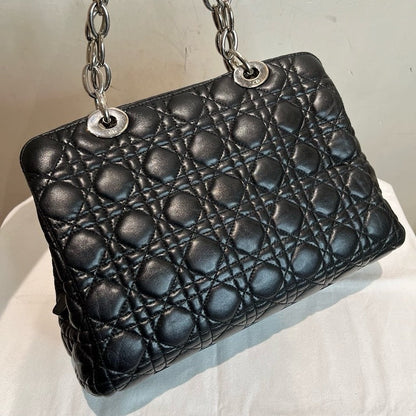 Dior Black Lambskin Handbag Medium Rovelle Bags
