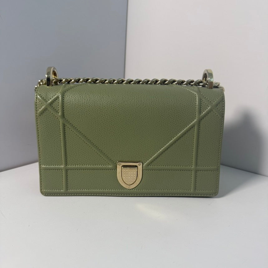 Dior Green Diorama Leather Chain Bag 21 5X13X8Cm Rovelle Bags