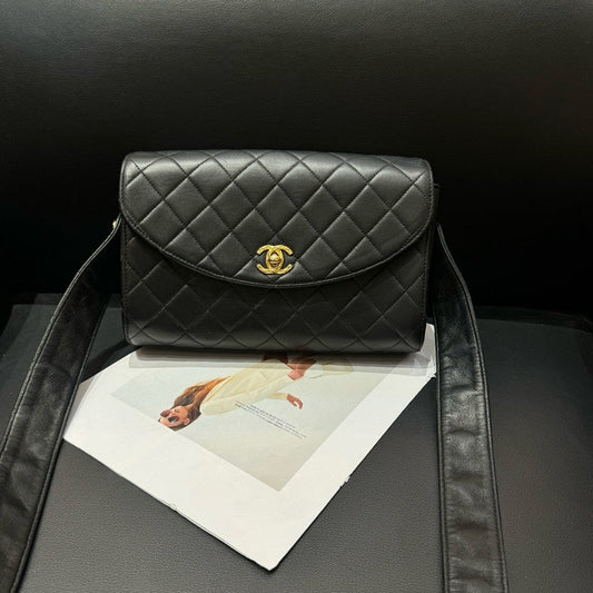 Chanel Quilted Leather Black Crossbody Rovelle Bags
