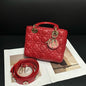 Dior Lady Red Leather Quilted Handbag Medium Rovelle Bags