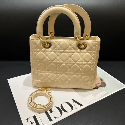 Dior Lady Beige Quilted Leather Bag Rovelle Bags