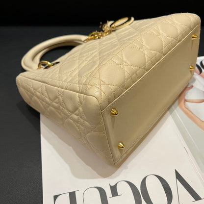 Dior Lady Beige Quilted Leather Bag Rovelle Bags