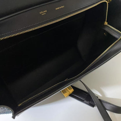 Luxury CELINE Two Ways Bag in Blue and Black Python Leather - Satchel