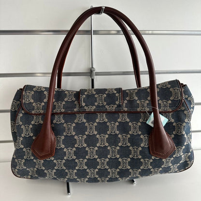 Luxury CELINE Macadam Canvas and Leather Hobo Bag in Blue - Collection