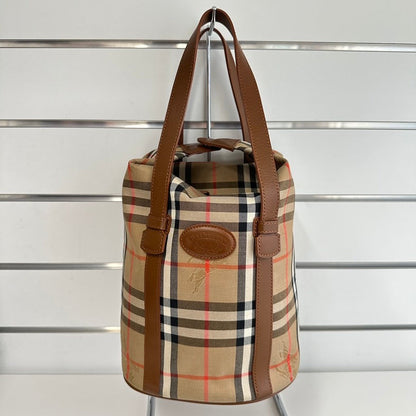 Luxury Burberry Plaid Beige Tote Handbag