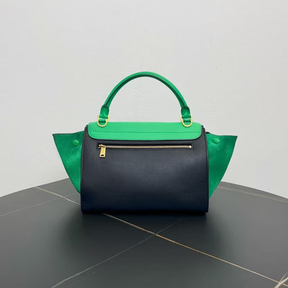 Luxury CELINE Two-Way Bag in Green and Black Suede and Leather - Shoulder Bag