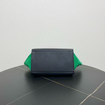 Luxury CELINE Two-Way Bag in Green and Black Suede and Leather - Shoulder Bag