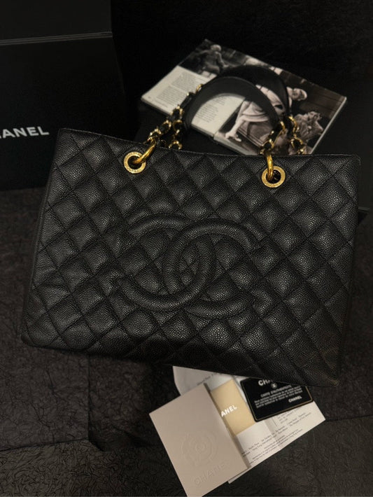 Chanel Medium Caviar Black Gold Shoulder Bag Rovelle Bags