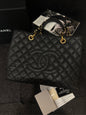 Chanel Medium Caviar Black Gold Shoulder Bag Style Rovelle Bags