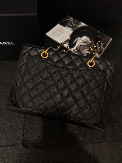 Chanel Medium Caviar Black Gold Shoulder Bag Style Rovelle Bags
