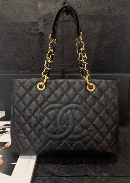 Chanel Medium Caviar Black Gold Shoulder Bag Style Rovelle Bags