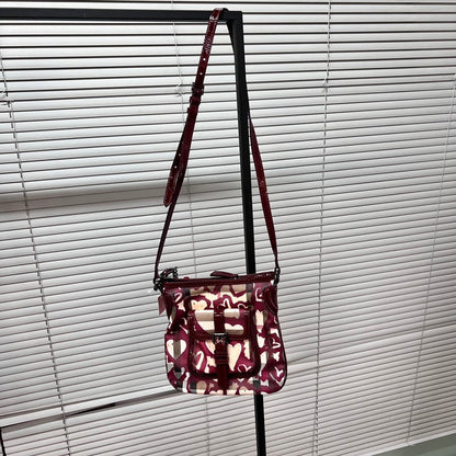 Burberry Heart Print Leather Red Crossbody Bag