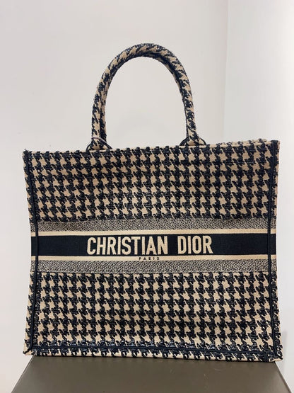 Christian Dior Book Tote Large Houndstooth Canvas Bag Rovelle Bags