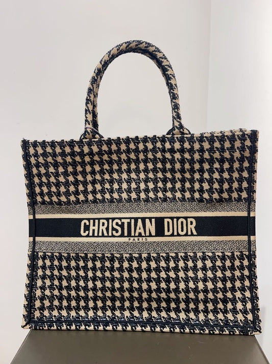 Christian Dior Book Tote Large Houndstooth Canvas Bag Rovelle Bags