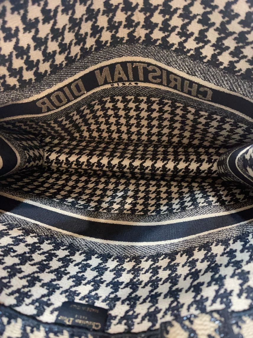 Christian Dior Book Tote Large Houndstooth Canvas Bag Rovelle Bags