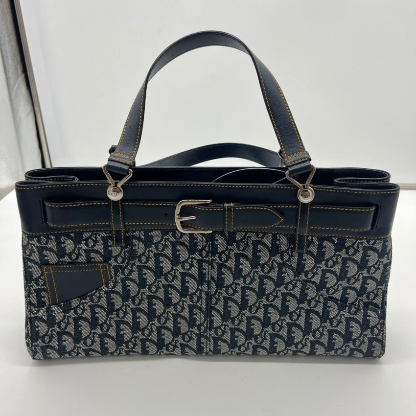 Dior A8028 Navy Canvas Shoulder Bag Rovelle Bags