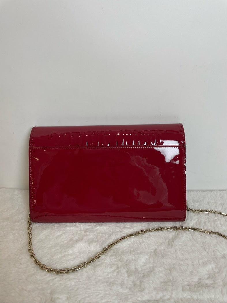 Christian Dior Patent Leather Chain Bag Red Shoulder Bag Rovelle Bags