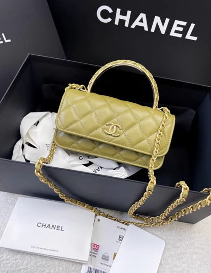 Chanel Luxury Leather Gold Handbag Style 14 Rovelle Bags