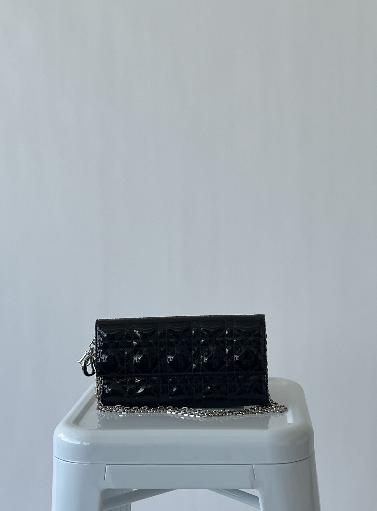 Lady Dior Pouch - Patent Leather Silver Hardware Rovelle Bags