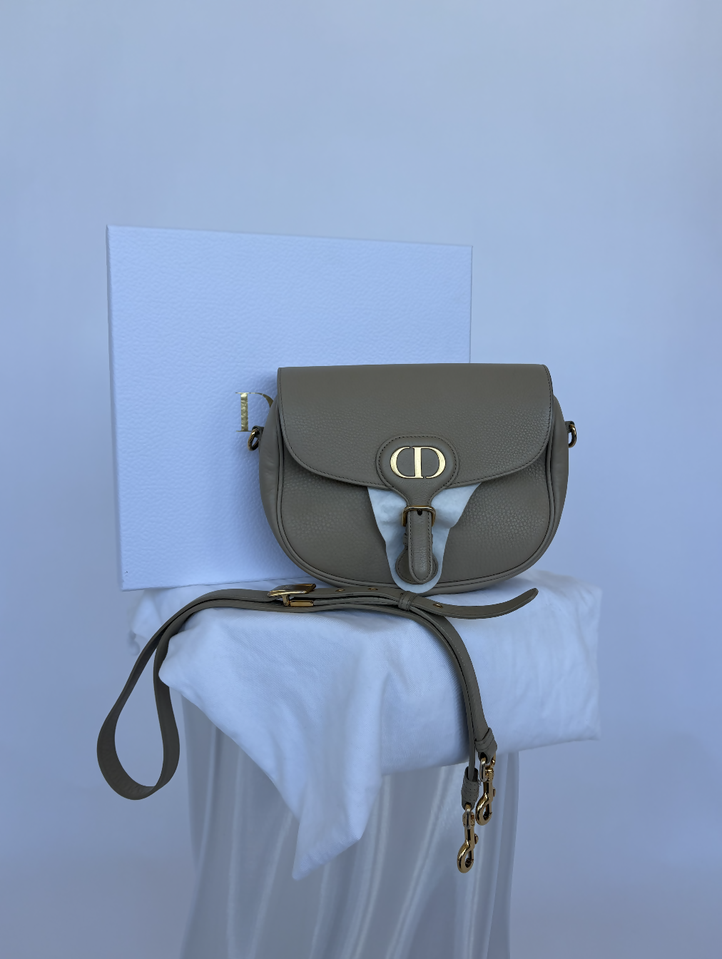 Dior Beige Leather Medium Bobby Shoulder Bag - Full Set Rovelle Bags