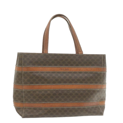 Luxury CELINE Macadam Canvas Tote Bag PVC Leather Brown rd1995