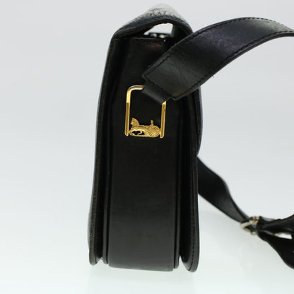 Luxury CELINE Horse Carriage Shoulder Bag Leather Black rd5032