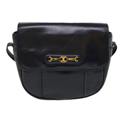 Luxury CELINE Shoulder Bag Leather Navy rd5176