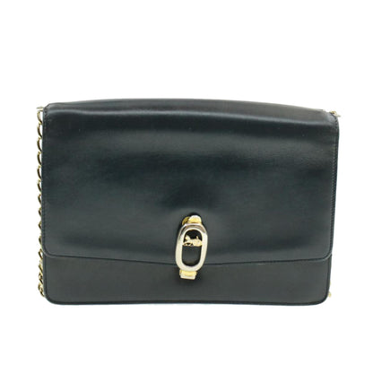 Luxury CELINE Horse Carriage Chain Shoulder Bag Leather Navy rd740