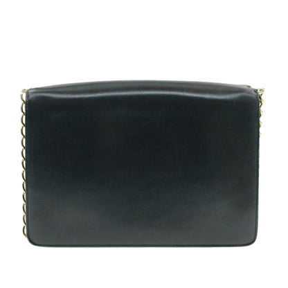 Luxury CELINE Horse Carriage Chain Shoulder Bag Leather Navy rd740