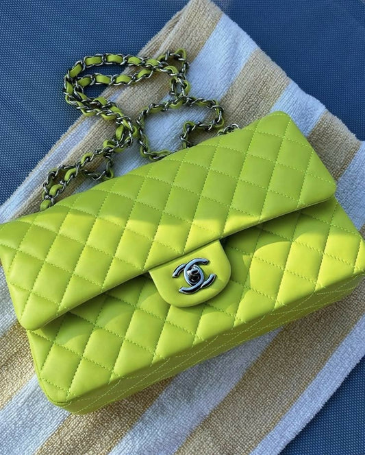 Chanel Neon Yellow Medium Flap Bag Rovelle Bags