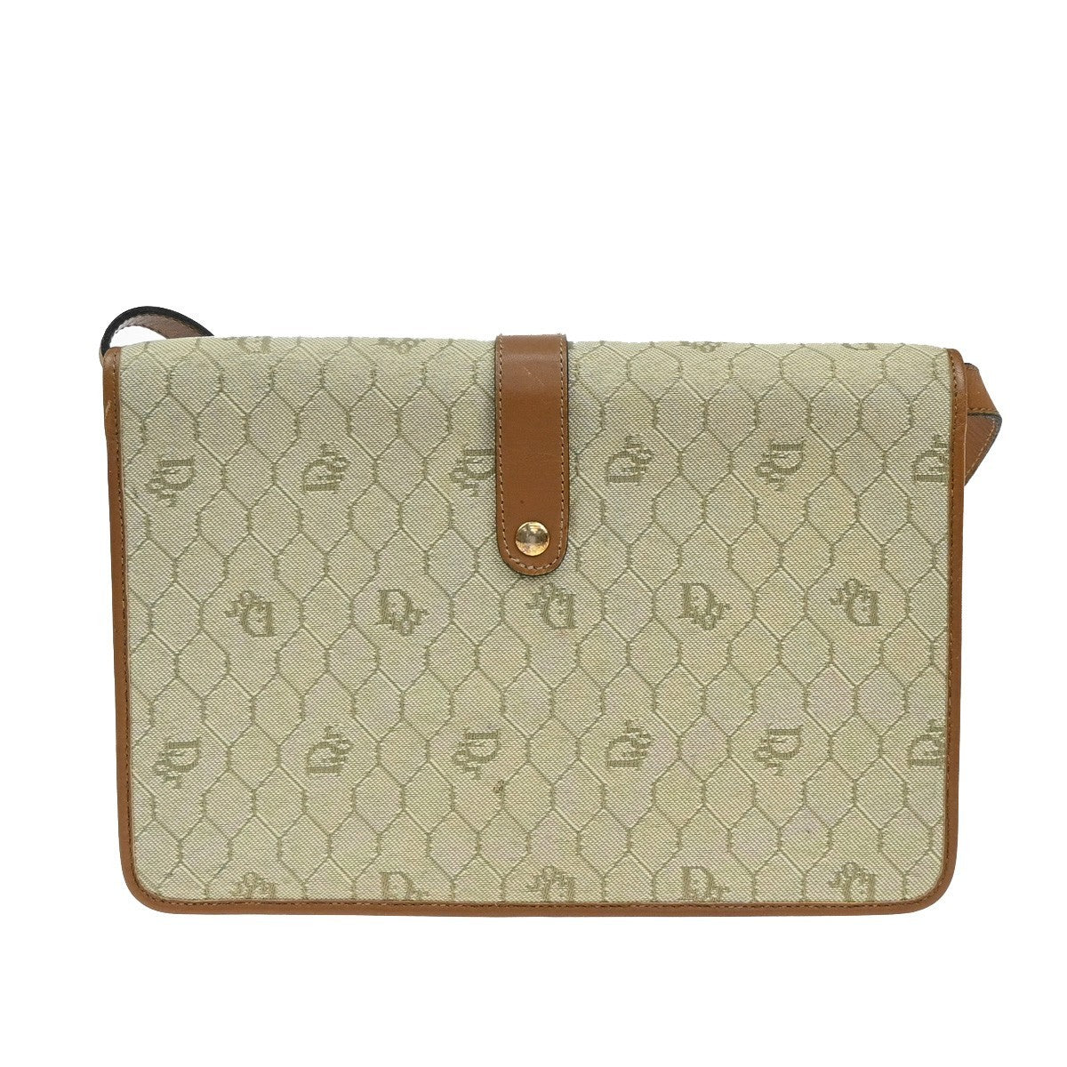 Christian Dior Honeycomb Handbag Canvas Leather Beige Canvas Shoulder Bag Bag Rovelle Bags