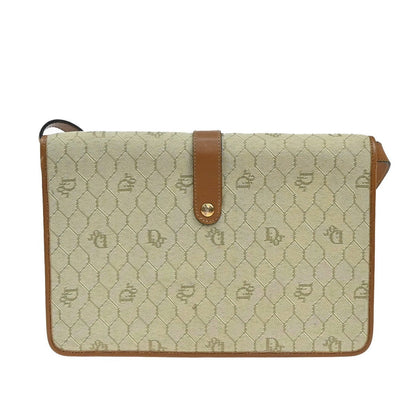 Christian Dior Honeycomb Handbag Canvas Leather Beige Canvas Shoulder Bag Bag Rovelle Bags