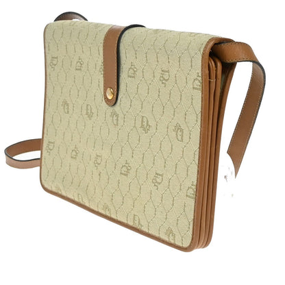 Christian Dior Honeycomb Handbag Canvas Leather Beige Canvas Shoulder Bag Bag Rovelle Bags