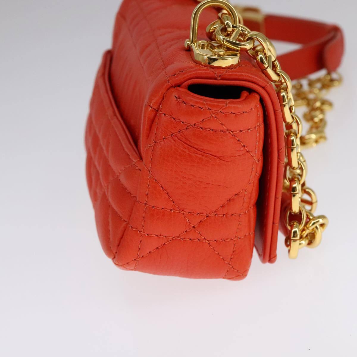 Christian Dior Caro Bag Cannage Quilt Calfskin Orange Leather Bag Rovelle Bags