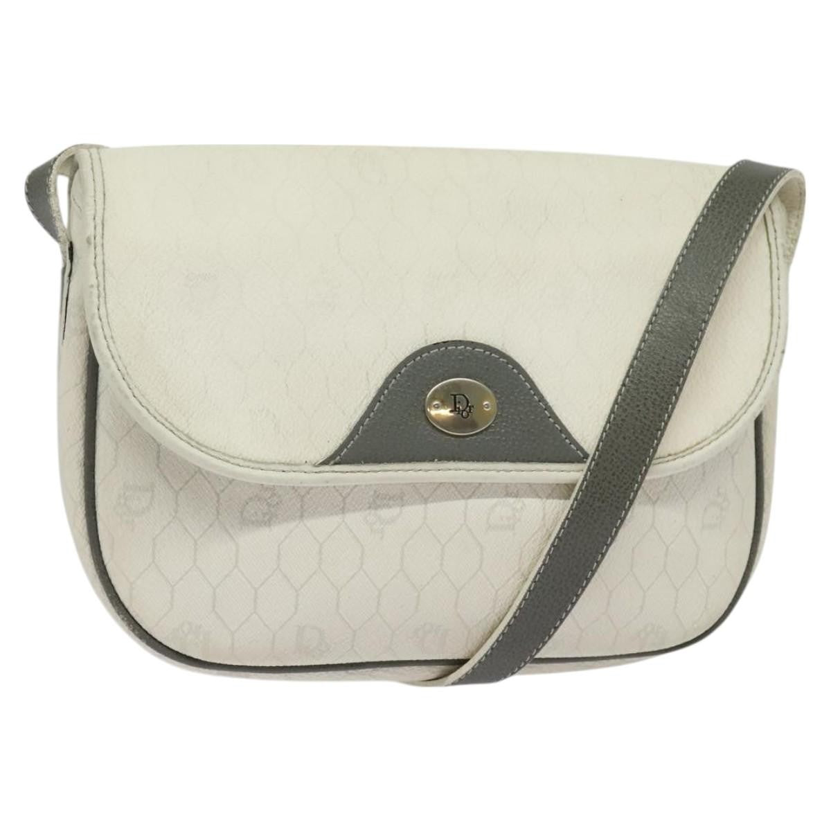 Christian Dior Honeycomb Flap Crossbody Bag Coated Canvas White Canvas Bag () Rovelle Bags