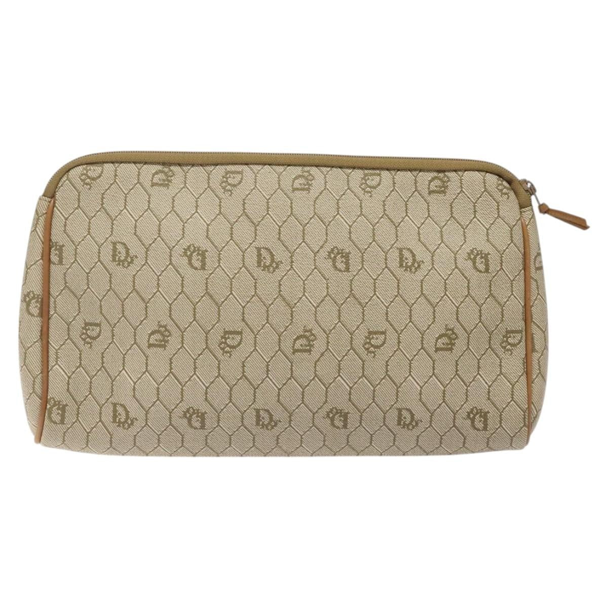 Christian Dior Honeycomb Zip Pouch Coated Canvas Beige Pvc Clutche & Pouche Bag () Rovelle Bags