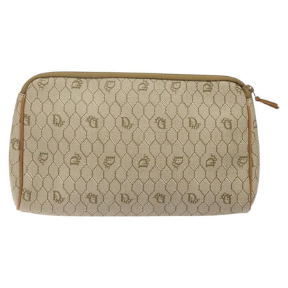 Christian Dior Honeycomb Zip Pouch Coated Canvas Beige Pvc Clutche & Pouche Bag () Rovelle Bags