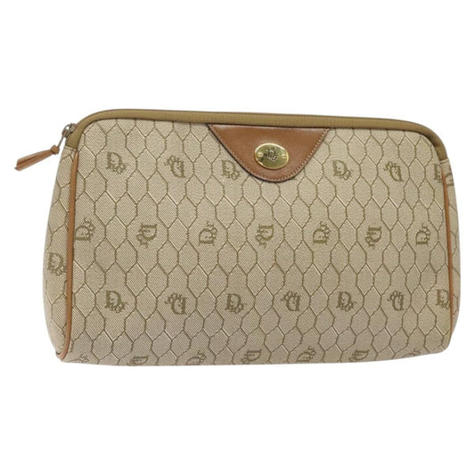 Christian Dior Honeycomb Zip Pouch Coated Canvas Beige Pvc Clutche & Pouche Bag () Rovelle Bags