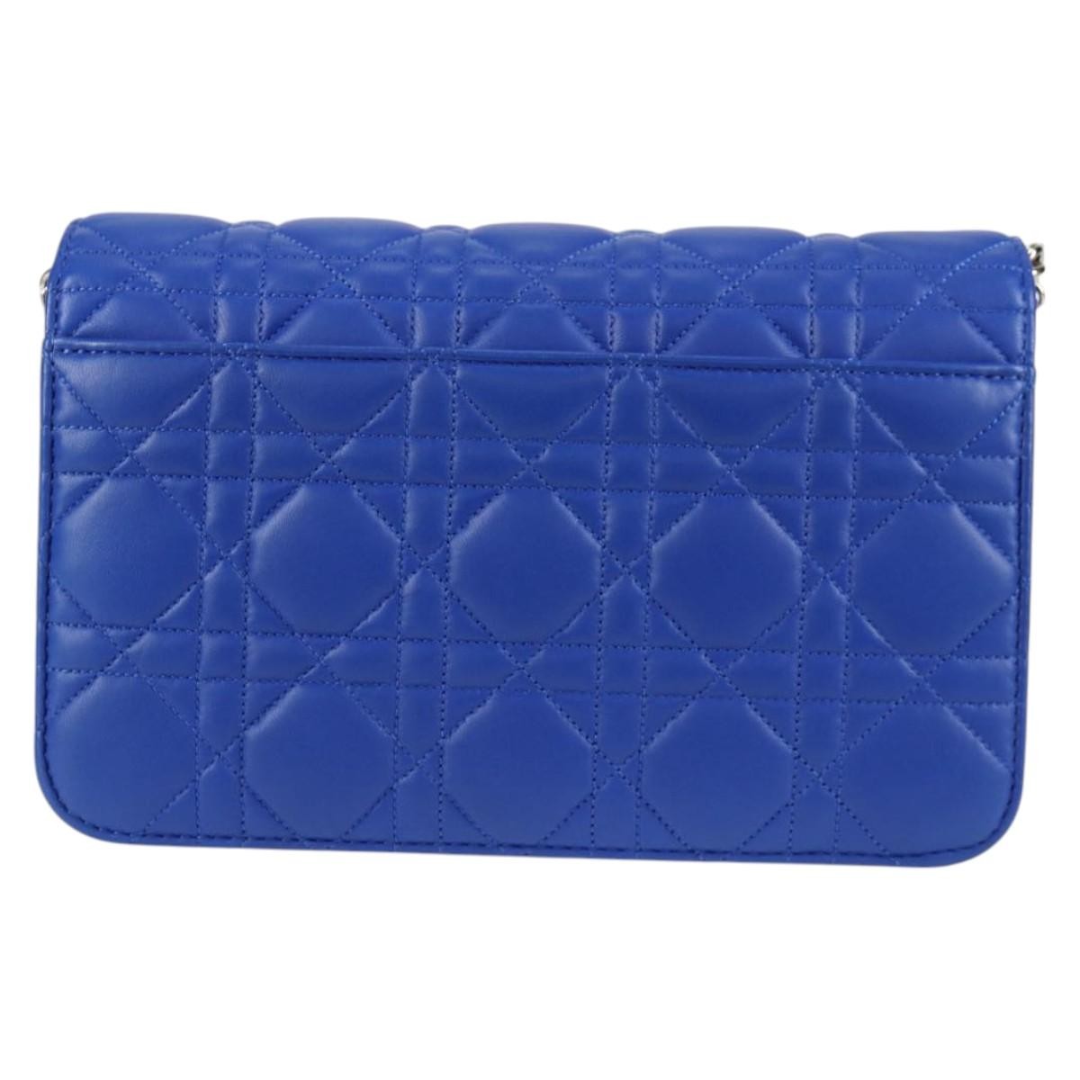 Christian Dior Miss Dior Promenade Pouch Cannage Quilt Lambskin Blue Leather Shoulder Bag Bag Rovelle Bags