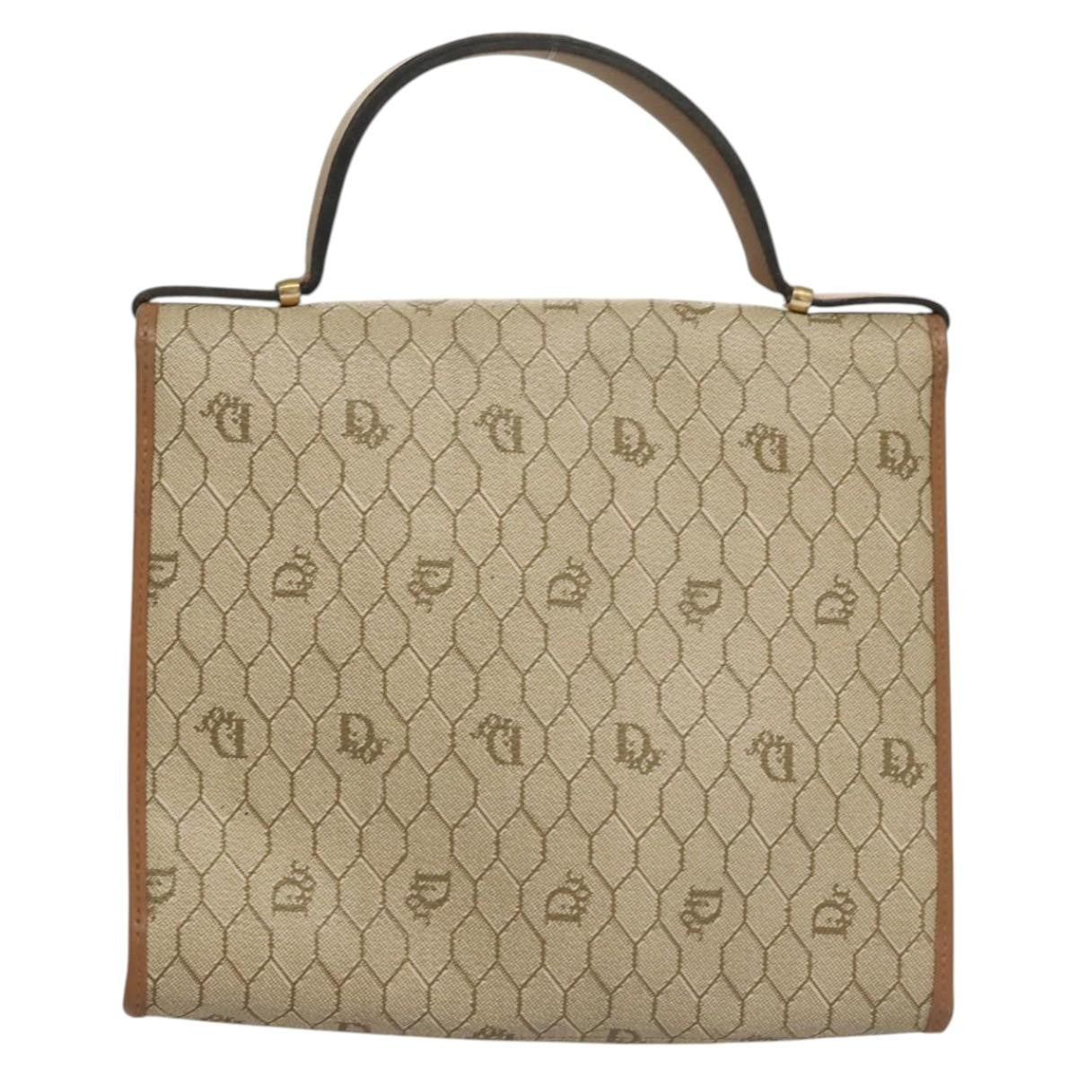 Christian Dior Honeycomb Handbag Canvas Leather Beige Canvas Bag Rovelle Bags