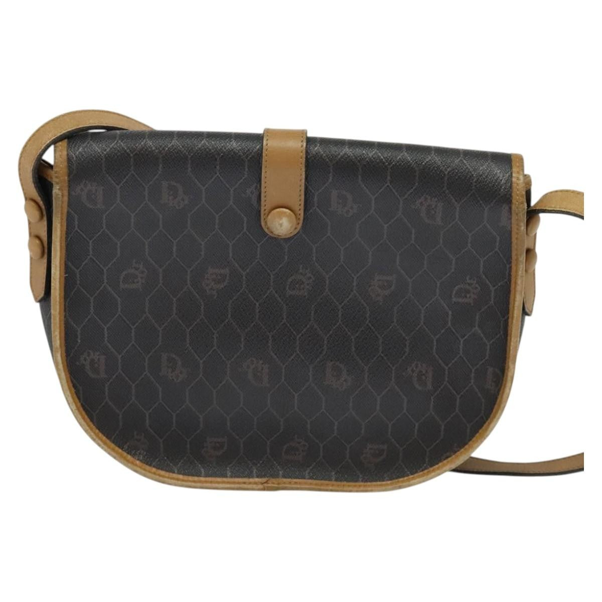 Christian Dior Honeycomb Flap Crossbody Bag Canvas And Leather Black Canvas Bag () Rovelle Bags