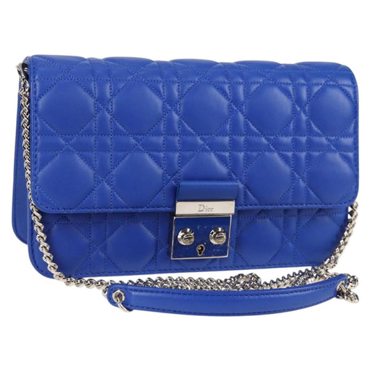 Christian Dior Miss Dior Promenade Pouch Cannage Quilt Lambskin Blue Leather Shoulder Bag Bag Rovelle Bags