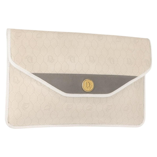 Christian Dior Honeycomb Clutch Canvas White Canvas Clutche Pouche Bag Rovelle Bags