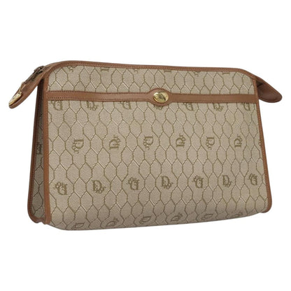 Christian Dior Honeycomb Zip Pouch Coated Canvas Beige Pvc Clutche Pouche Bag Style 2 Rovelle Bags