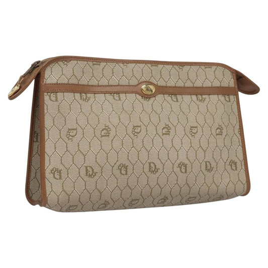 Christian Dior Honeycomb Zip Pouch Coated Canvas Beige Pvc Clutche Pouche Bag Style 2 Rovelle Bags
