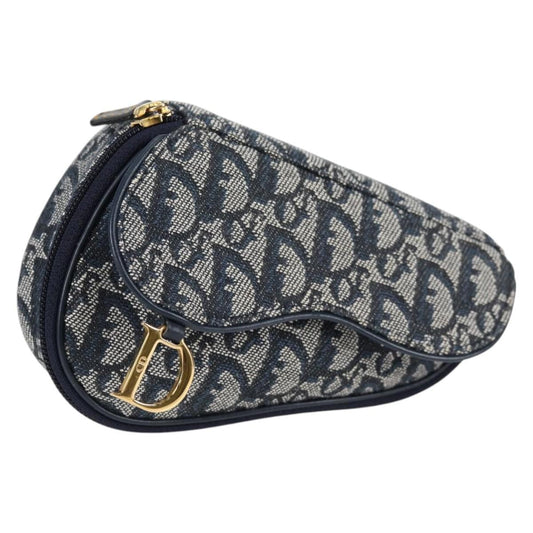 Christian Dior Saddle Zip Pouch Diorissimo Canvas Navy Canvas Bag Rovelle Bags