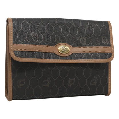Christian Dior Honeycomb Chain Canvas Black Pvc Clutche Pouche Bag Rovelle Bags