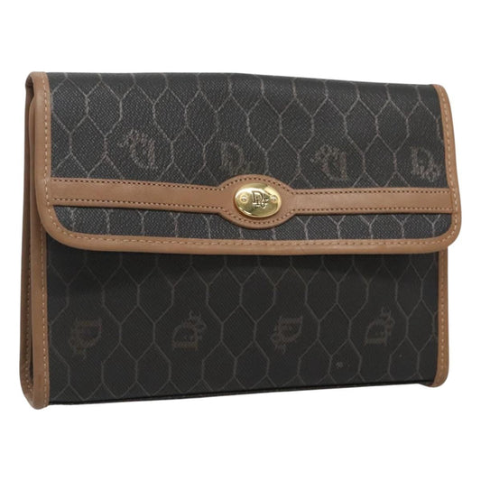 Christian Dior Honeycomb Chain Canvas Black Pvc Clutche Pouche Bag Rovelle Bags