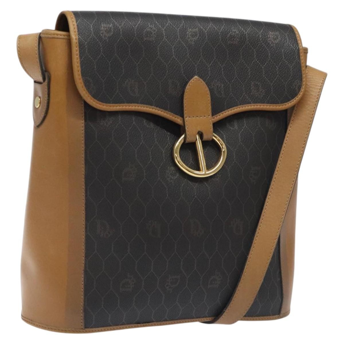 Christian Dior Honeycomb Flap Crossbody Bag Canvas And Leather Black Canvas Bag () Rovelle Bags